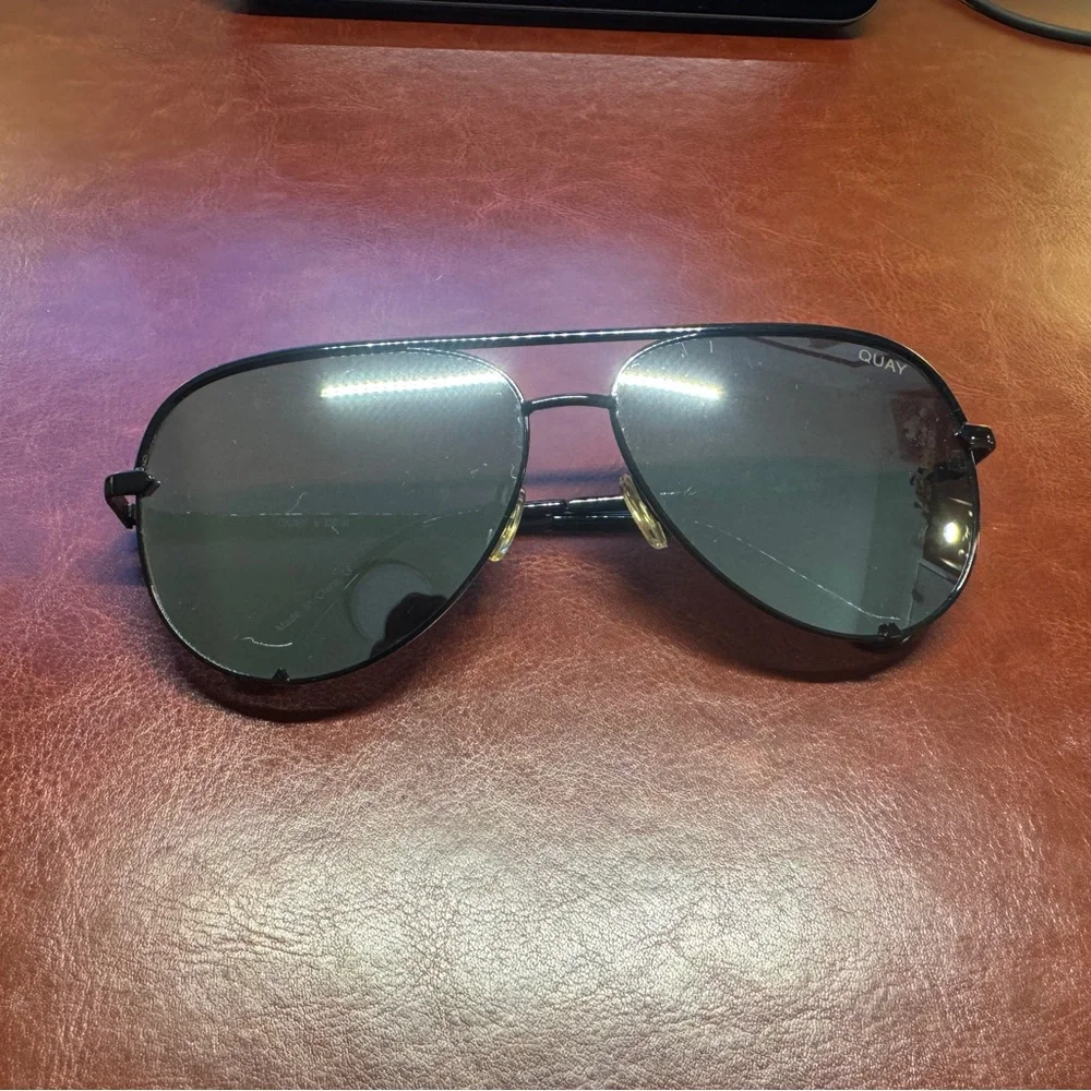 Quay X Desi Perkins Black Aviator Sunglasses - Picture 1 of 6